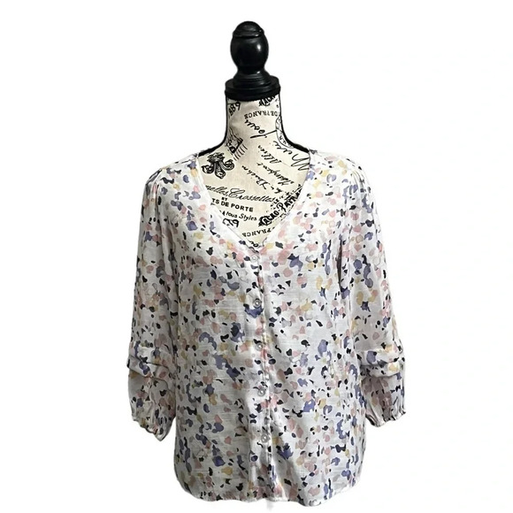 Hope And Harlow Floral Peasent Blouse Womens Ditzy Knit Boho Modest S Modest - Picture 1 of 9